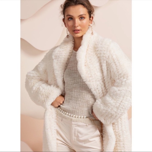 BUBISH LUXE Long Faux Fur Grey Coat Jacket US L - Picture 12 of 14